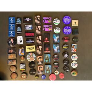 Lot Vintage 60+ 80s 90s Film Movies Button Pinback Pins Lot RARE! MUST SEE!